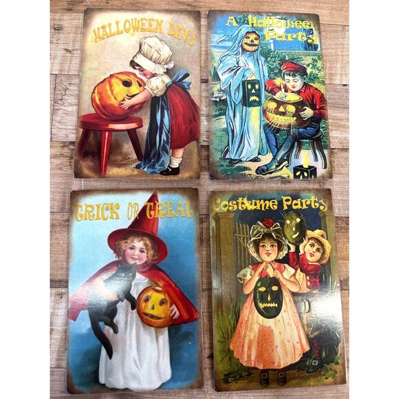 Other - Set Of 4 Vintage-Inspired Halloween Postcards